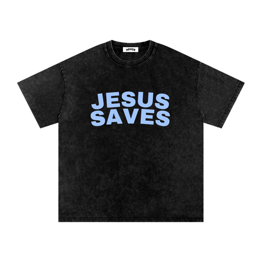 Jesus Saves Snow Washed Oversized T-Shirt